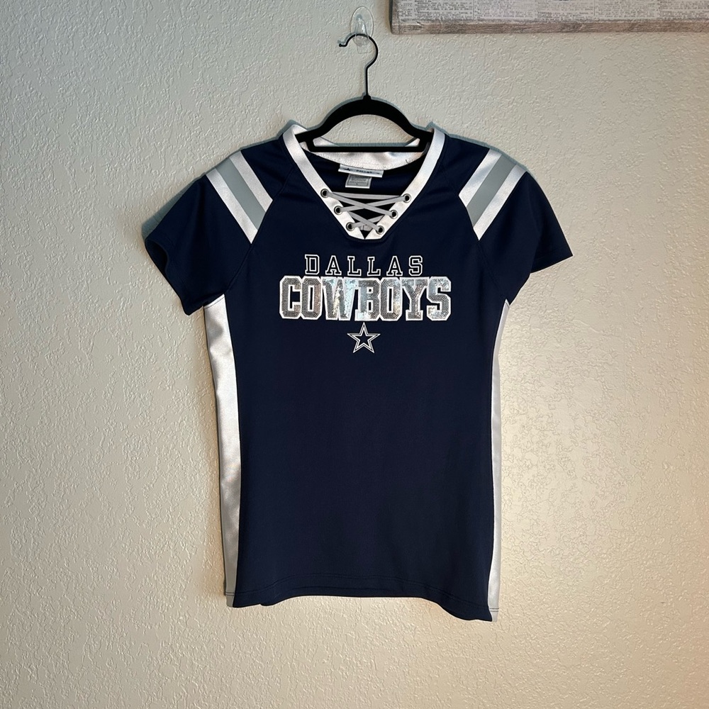 Vintage Dallas Cowboys Women’s Lace Up Sequin Jersey Size Large 💙 - Picture 3 of 4